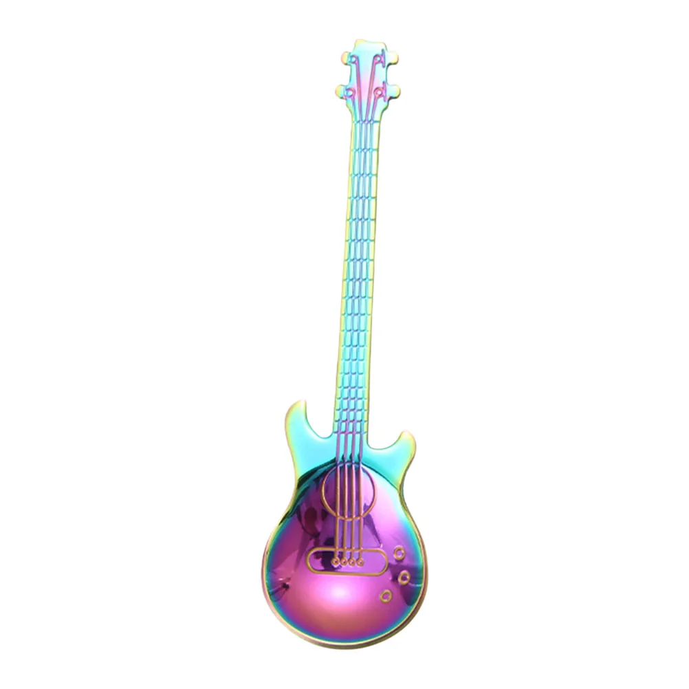 

1pc Coffee Spoon, Iced Tea Spoon Guitar Shaped Dessert Spoon Stainless Steel Spoon ( Colorful )