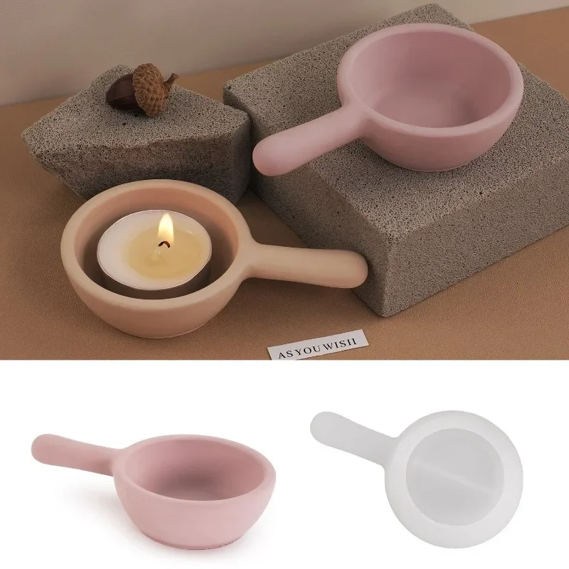 DIY с ручкой чашка для свечи силиконовая форма сковорода подсвечник бетонная