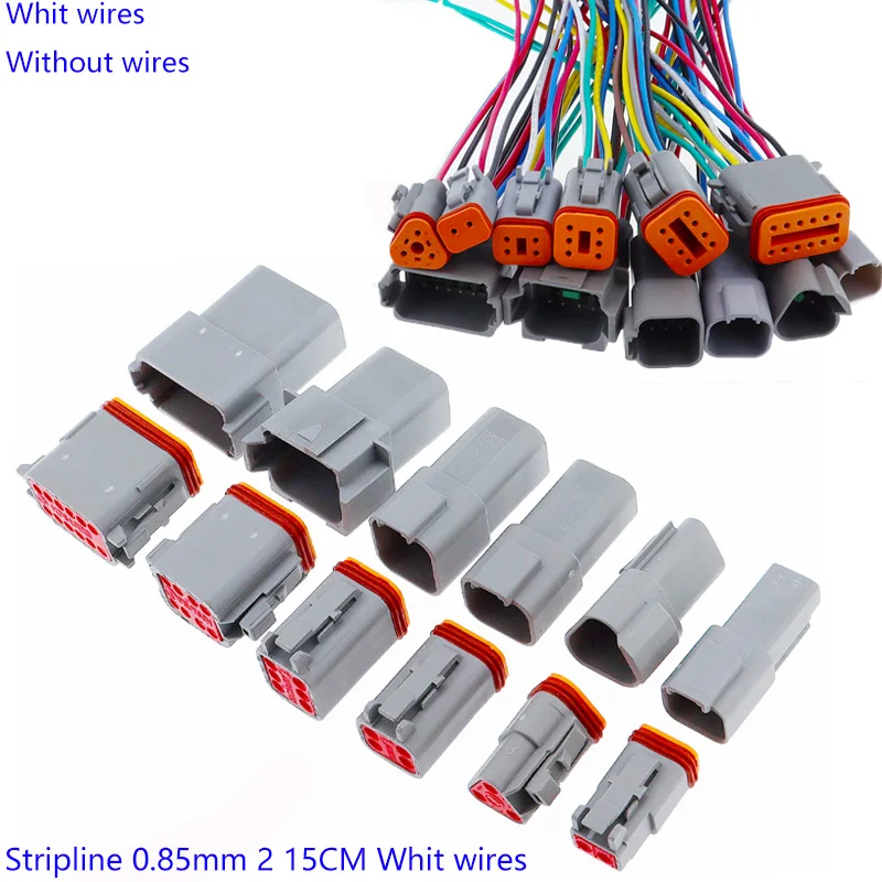 

1set Connector DT06-2S/DT04-2P 2P 3P 4P 6P 8P 12P Waterproof Electrical Connector For car Motor With Pins 22-16AWG With wires