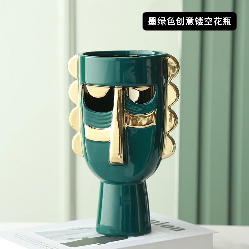 

Luxury American Vase Spain Designer Ceramic Flower Vase Nordic Luxury Gold Large Tall Vases Living Room Decoration Gift Ideas