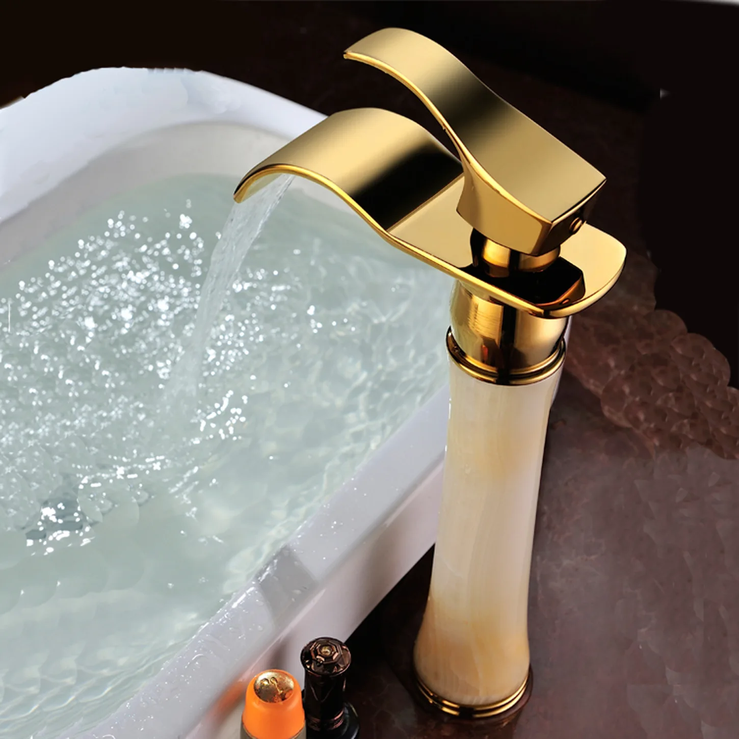 Античный нефритовый Золотой смеситель водопад Европейский Смеситель для