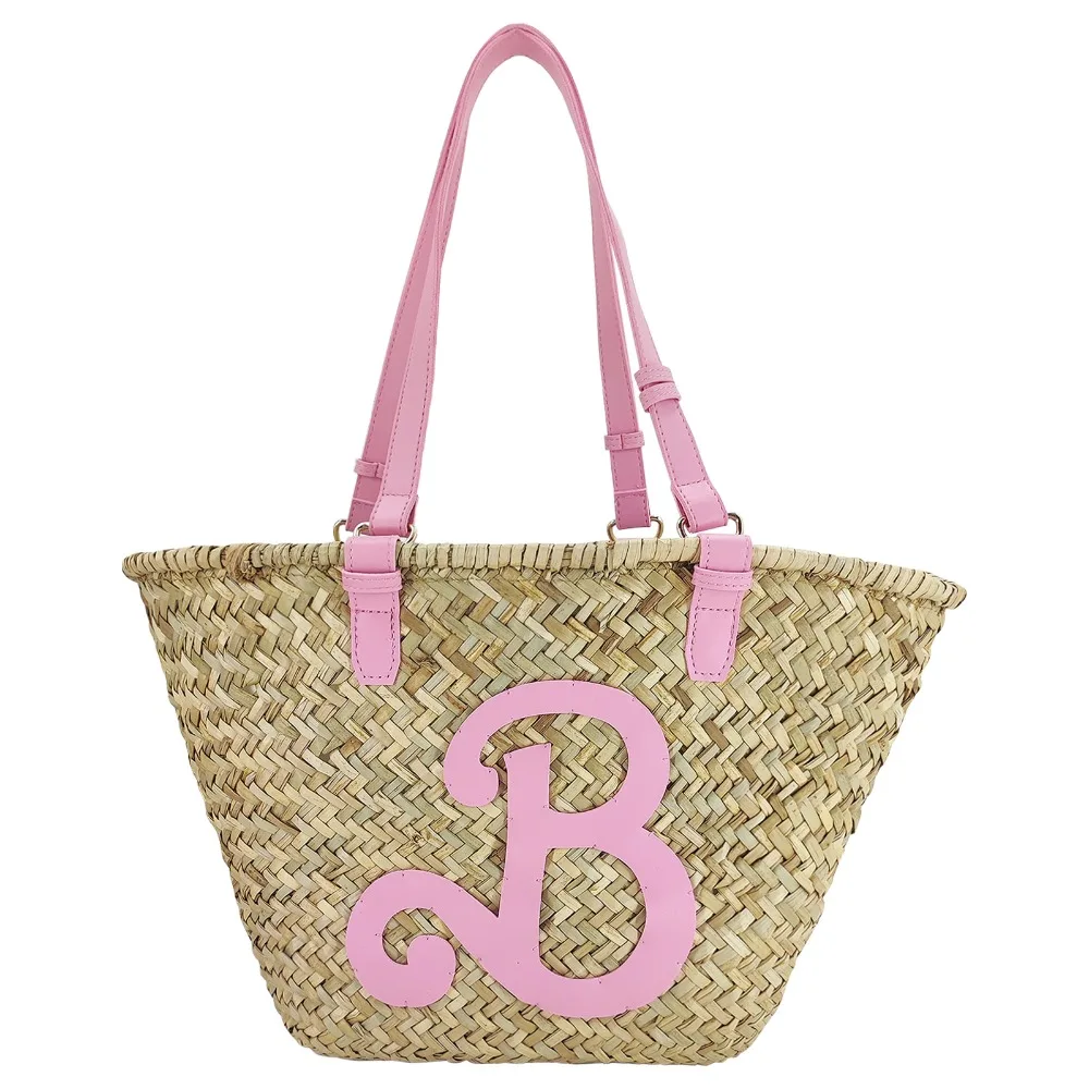 

Pink B Straw Tote Bags Women Fashion Boho Weave Handbags Female Summer Beach Vacation Shoulder Bag Large Capacity Shopper Bag