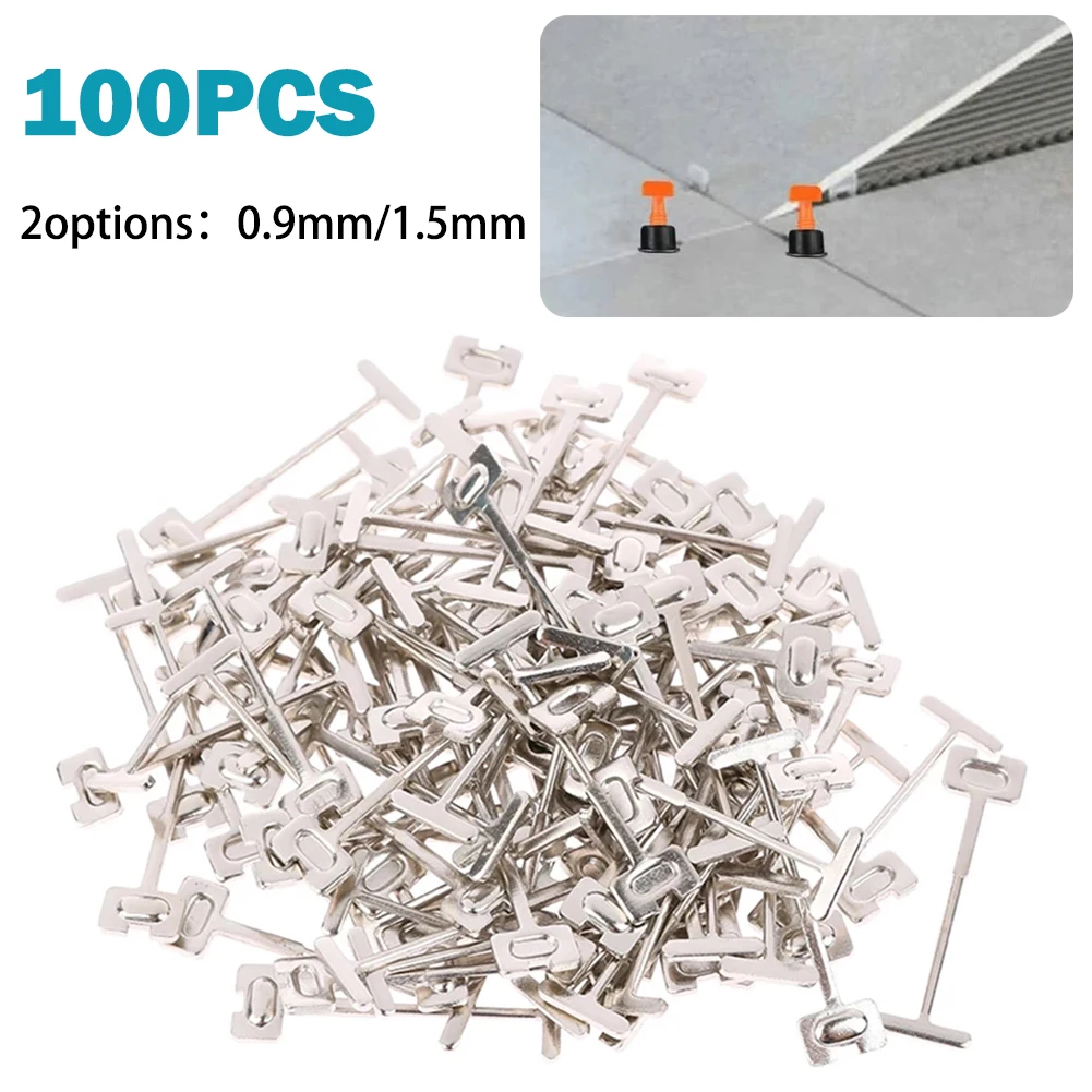 

100pcs 0.9/1.5mm Sample Tile Leveling Wedges System T-shaped Steel Needle Alignment Ceramic Positioning Construction Tools