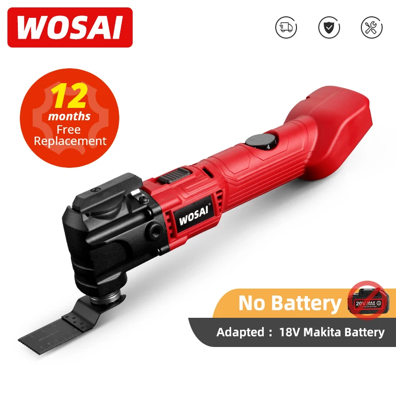 WOSAI 6 Variable Speed Electric Multifunction Oscillating Multi-Tools 20V Cordless Trimmer Saw Renovator Electric Saw Power Tool