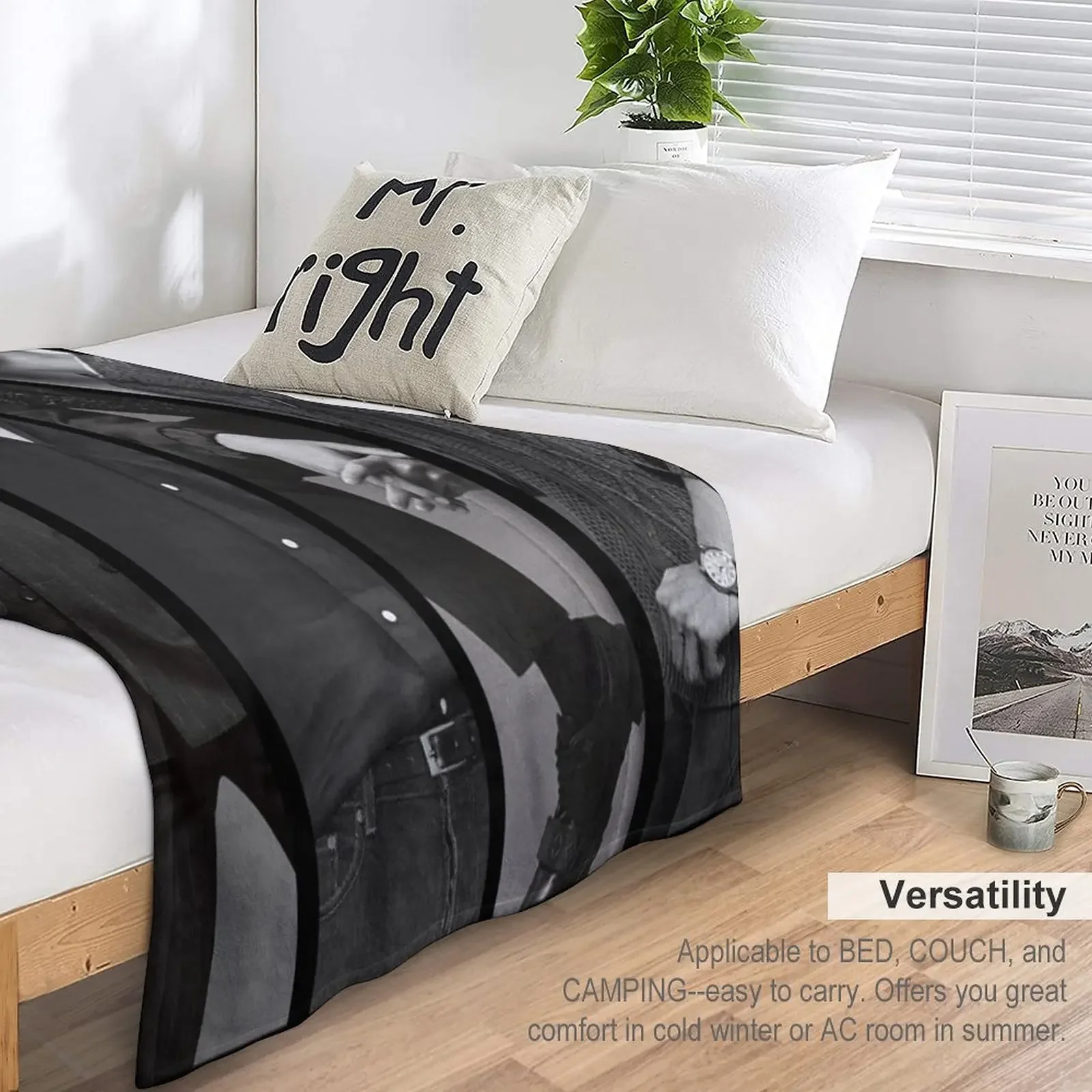 Вертикальное черно-белое одеяло Ji Chang Wook с коллажем милые летние одеяла в клетку