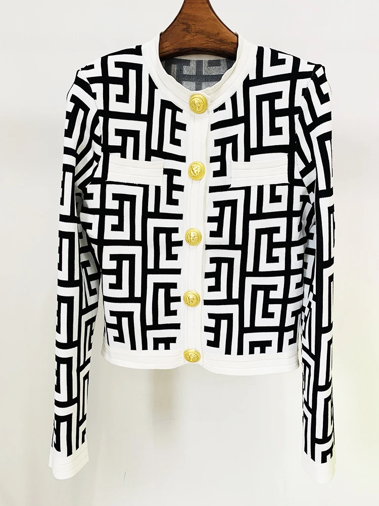 

Women's Buttons Monogram Jacquard Knit Cardigan coat