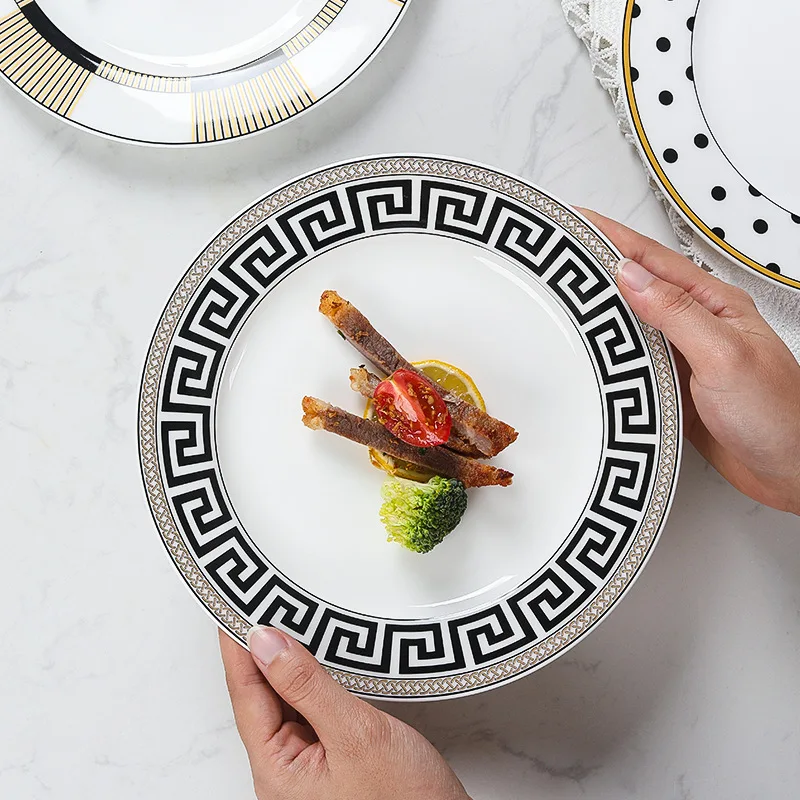 

European style light luxury ceramic steak plate simple Phnom Penh bone china tableware restaurant household dish plate