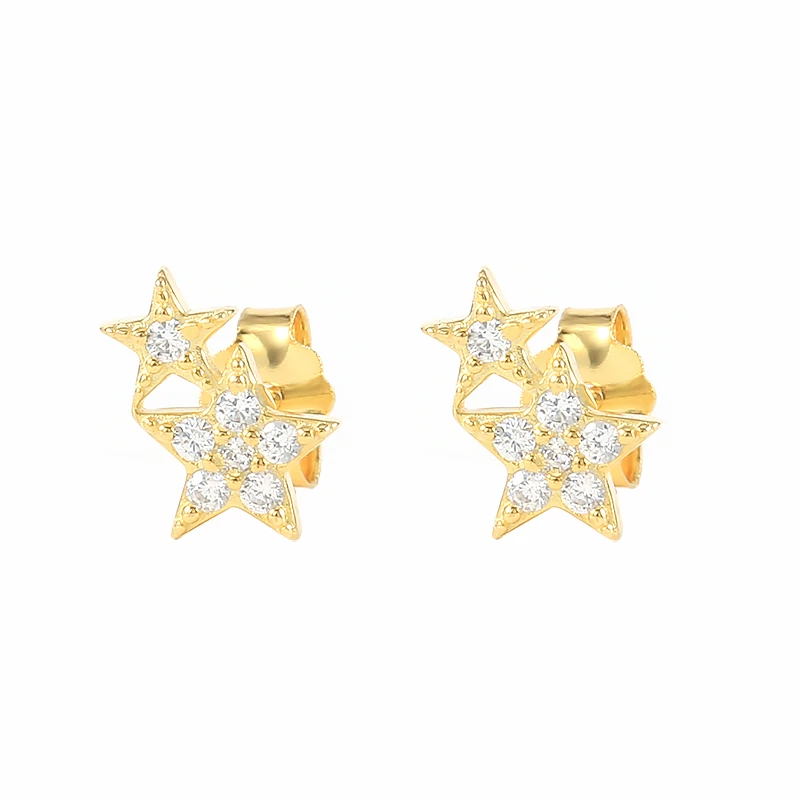 

CANNER 100% 925 Sterling Silver Zircon CZ Small Stud Earrings For Women Girls Gold Color Piercing Earings Jewelry pendientes