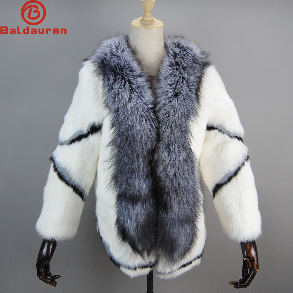 Abrigo de piel de conejo auténtico para mujer, chaqueta cálida de piel de conejo Real de Color Natural, gran oferta, 2022