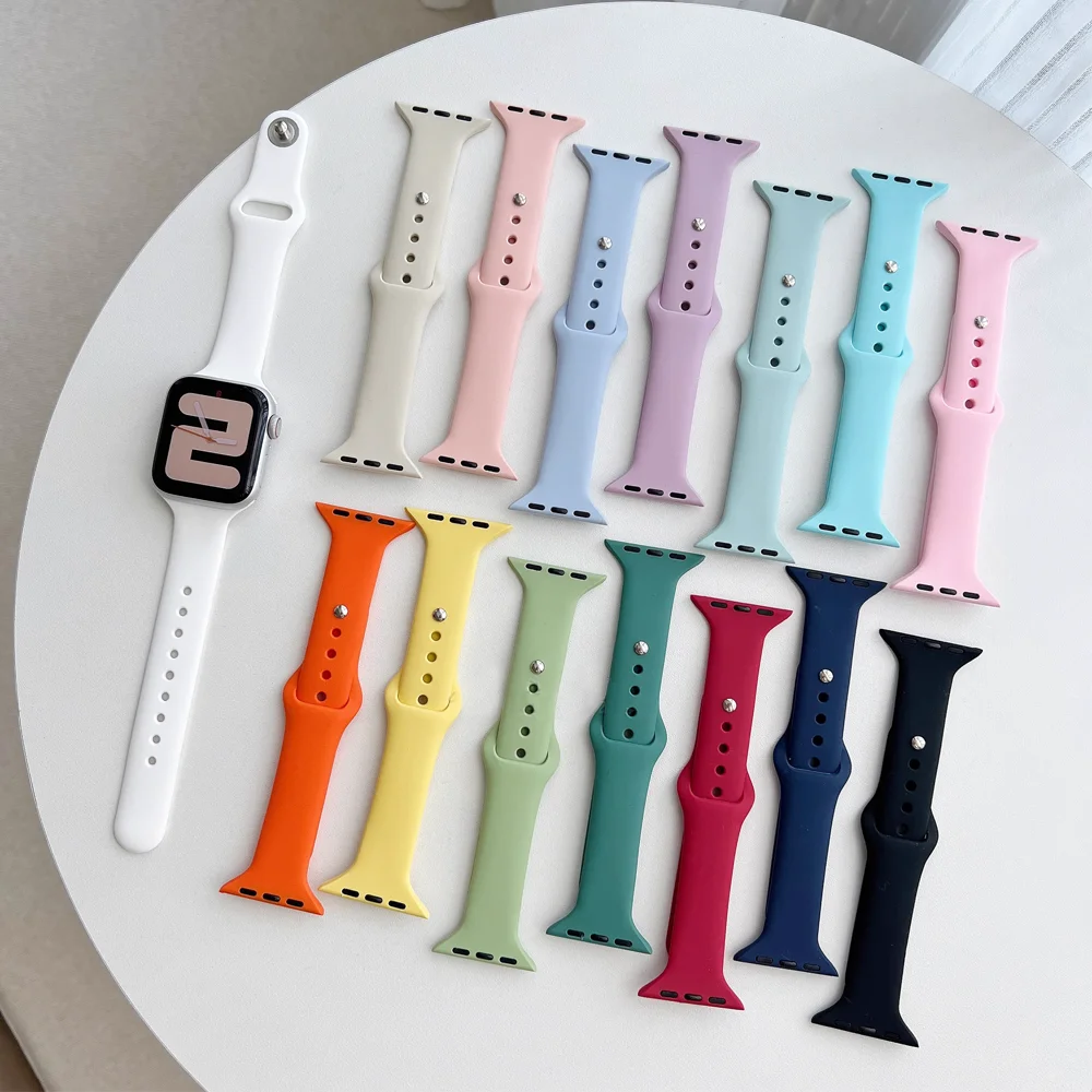 Фото Дышащий силиконовый ремешок для Apple Watch ремешки 11 42 мм 46 мм 40 мм 41 мм 44 мм 45 Элегантный браслет iwatch series 10 9 8 7 6 5 SE 3 №4