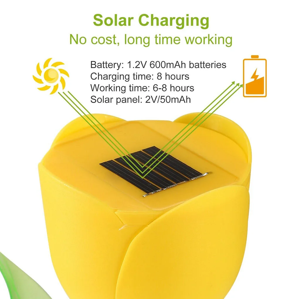 

6 шт., фонарь в форме цветка на солнечной батарее