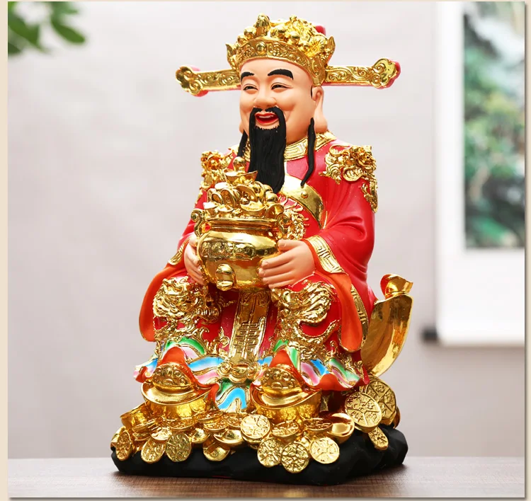 Фото GOOD LUCK HOME SHOP Company открытый эффективный талисман Деньги Рисунок Бизнес угощение удачи Золото CAI SHEN Статуя Бога богатства №1