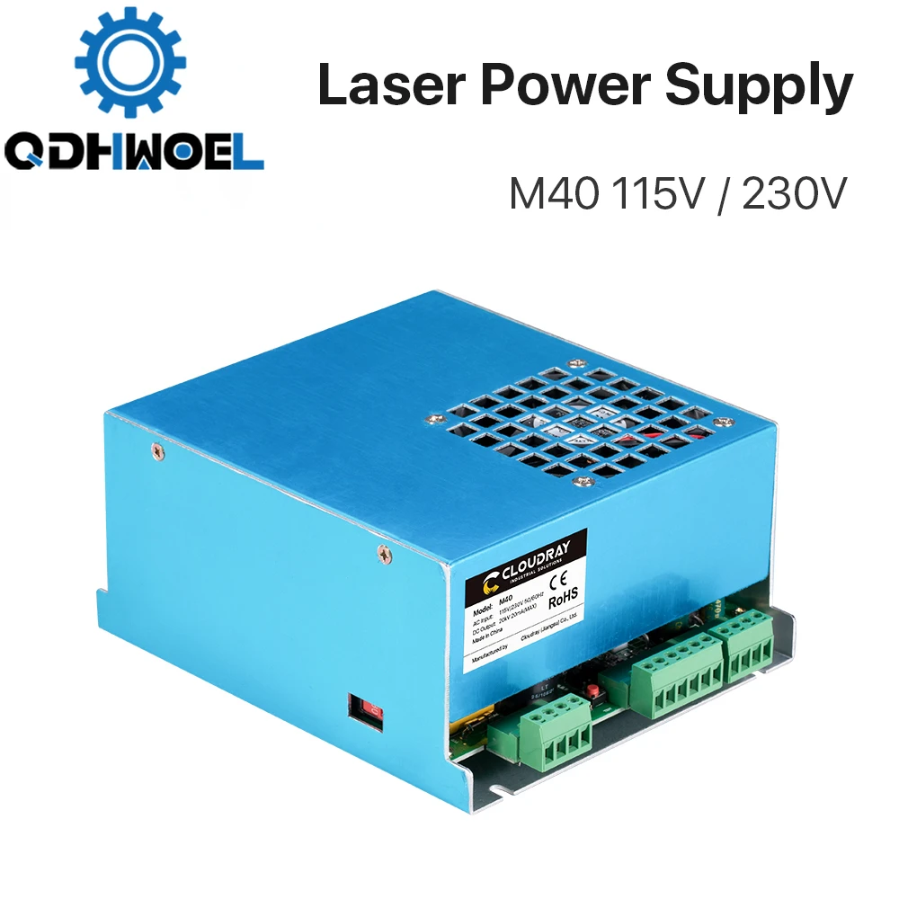 

QDHWOEL 40 Вт CO2 лазерный источник питания 110 В 220 В для CO2 лазерной гравировальной машины 35-50 Вт MYJG