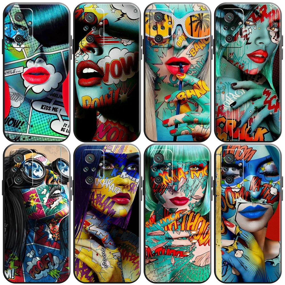 

Graffiti Handsome Girl Phone Case For Xiaomi Redmi Note 9 9i 9AT 9T 9A 9C 9S 9T 10 10S Pro 5G Carcasa Black Soft Silicone Cover