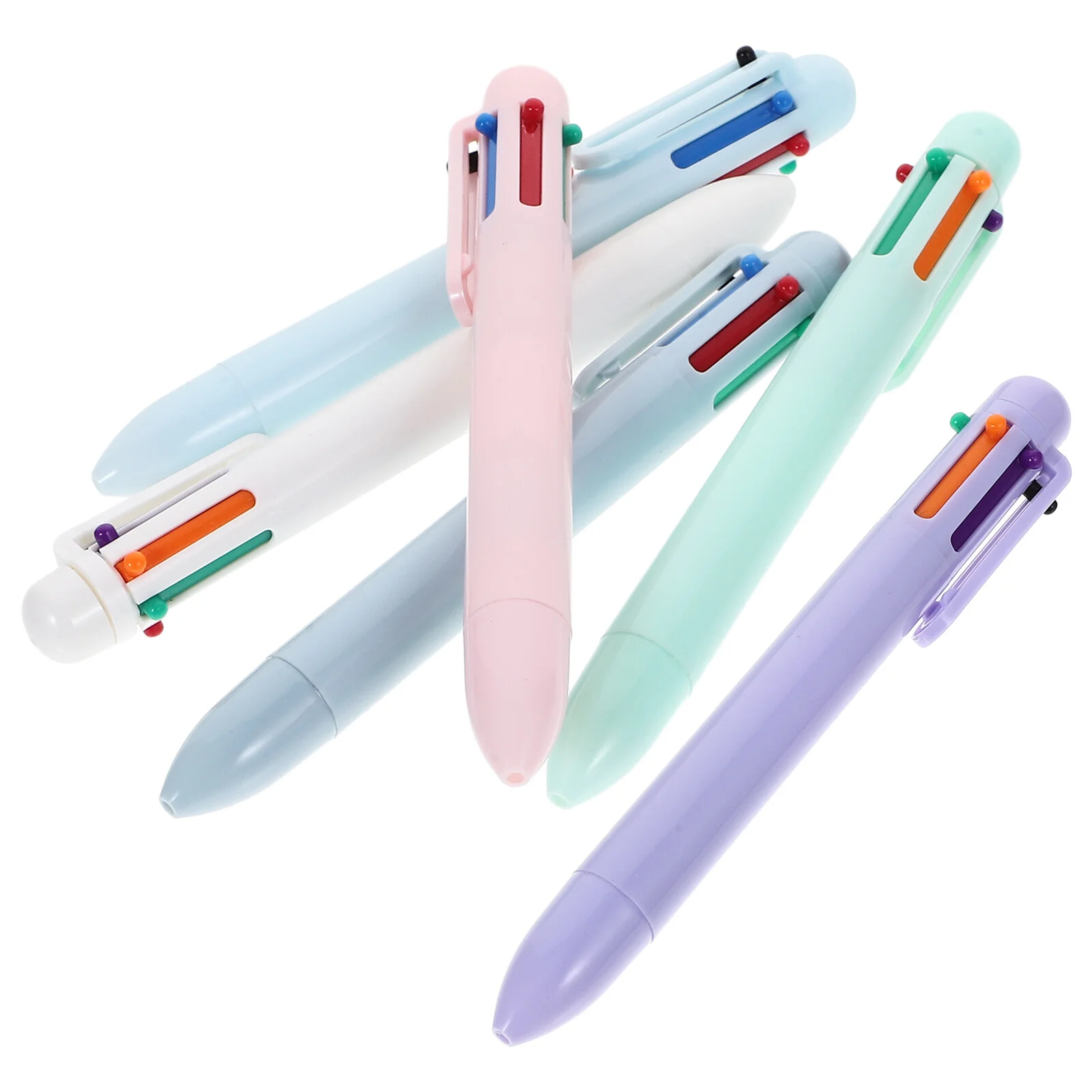 

6 Pcs Brush Ergonomic Student Pen Six Color Writing Colored Ballpoint Pens Multicolor Portable Plastic Draw