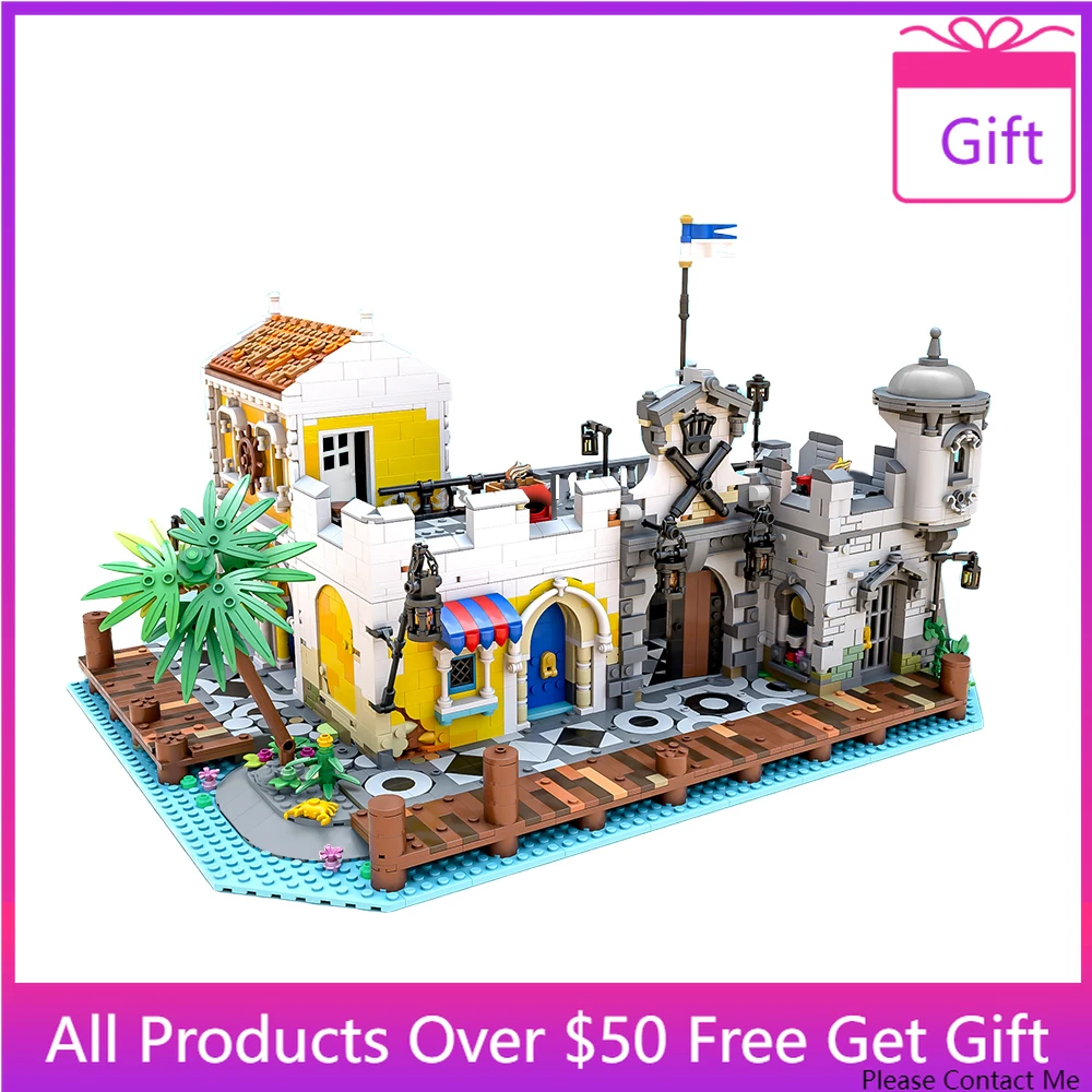 

MOC Pirate House Lagoon Lockup Revisited Port Town Building Blocks Set 21322 Pirates of Barracudass Bay Bricks Toys Kids Gifts