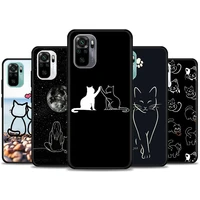 funny cute cat line art phone case for redmi 10 9 9a 9c 9i k20 k30 pro k40 pro plus note 10 11 pro soft silicone
