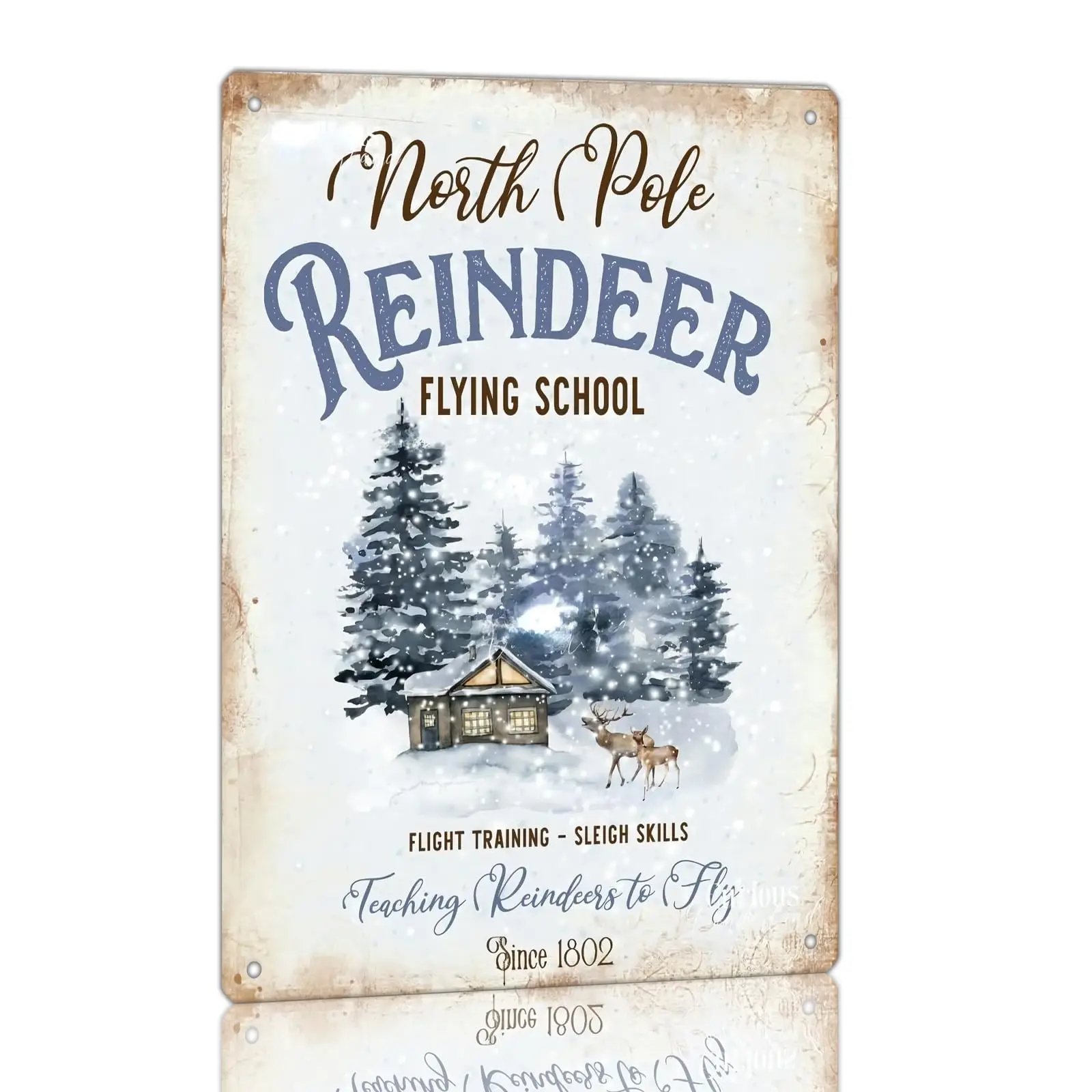 Олень Летающий школьный знак украшение для Санты Рождественский постер