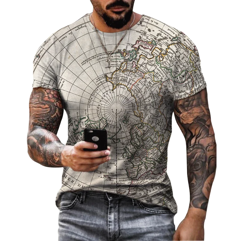 

Streetwear Harajuku Tshirt Hip Hop Nautical Map Printed T Shirt 2022 Men Summer Short Sleeve Tshirt Quick Dry Loose Tops Tees