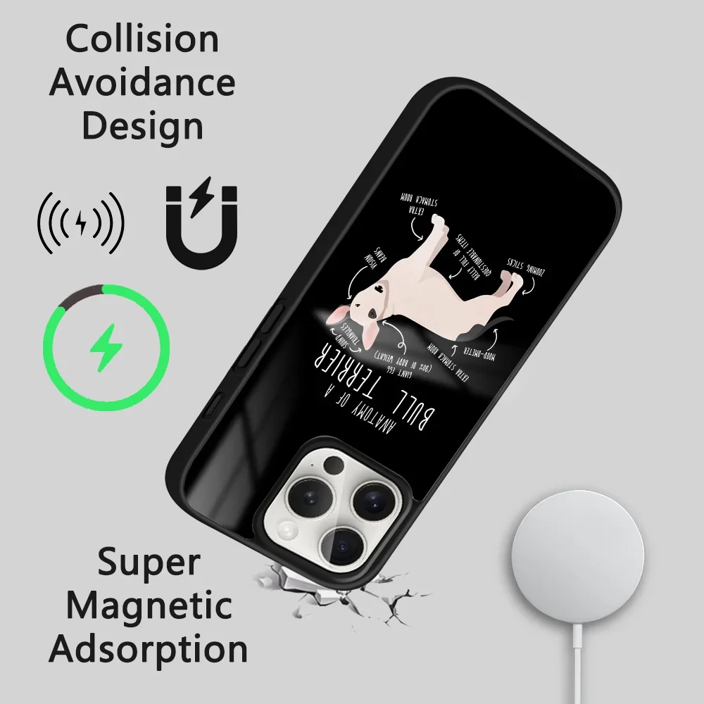 Чехол для телефона с собакой бультерьером iPhone 16 15 14 13 12 11 Pro Max Plus Mini Magsafe Mirror