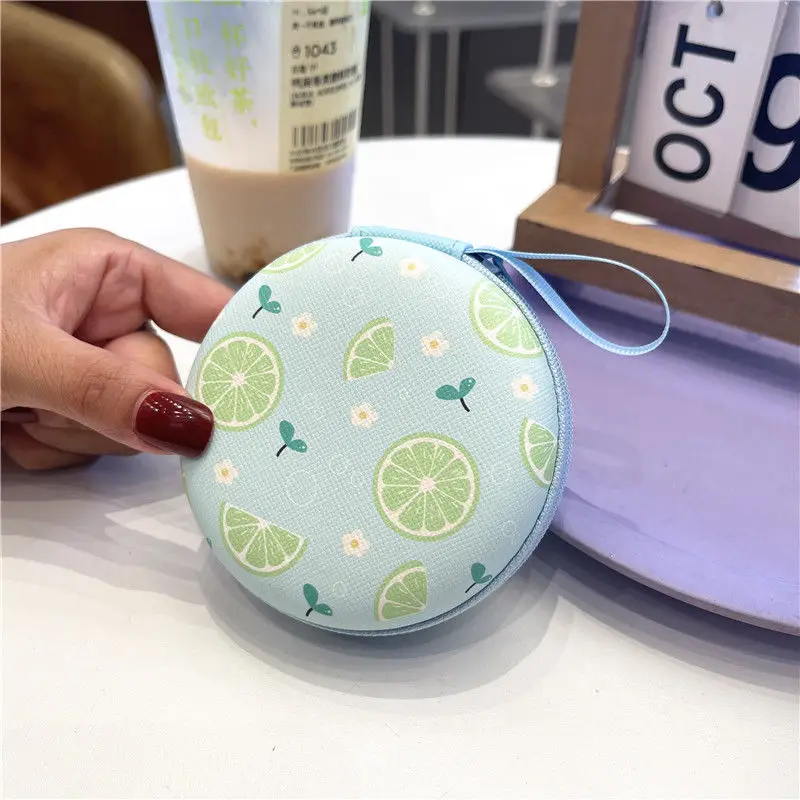 

Round Headphone Charger Head Storage Bag Anti-fall Data Cable Cute Cartoon Coin Purse Protective Sleeve U Disk Bag