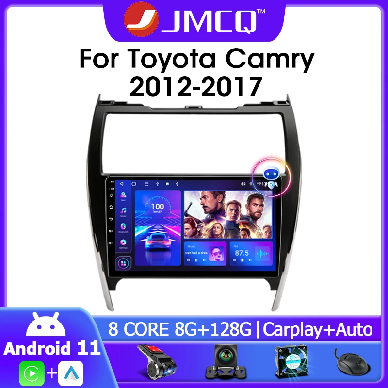 JMCQ Android 11.0 2Din Car Radio Multimedia Player Navigation GPS For Toyota Camry 2012-2017 U.S Edition RDS DSP 4G WIFI Carplay