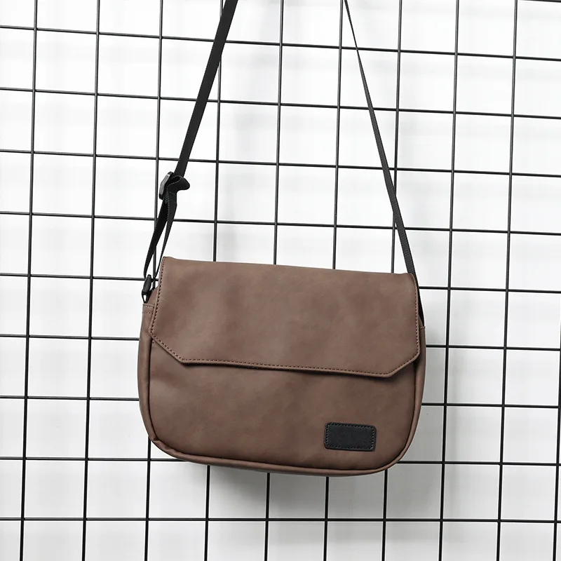 New Small Shoulder Bag Men's PU Messenger Bag Japanese Workwear Simple Retro Shoulder Bag Trend Cross-body Bag Casual Bag