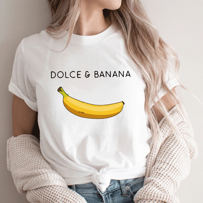 

Dolce Banana T Shirt Woman Oversized Short Sleeve Cotton 100 Summer Casual Round Neck Blouse Fashion Brand Female Clothes Tees