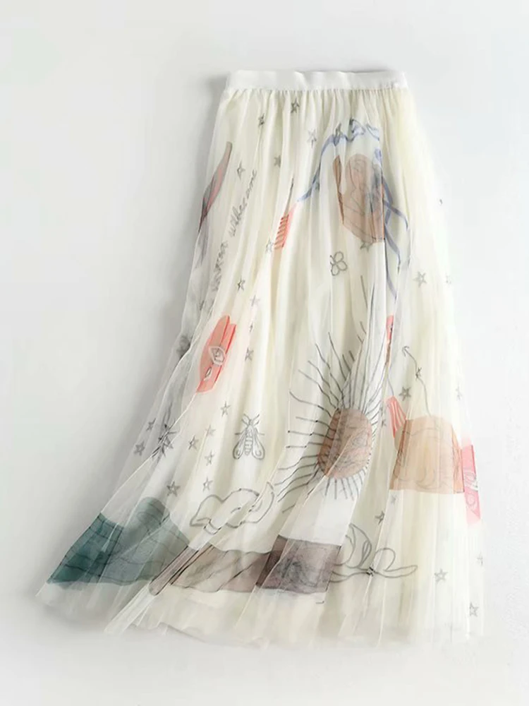 Юбка женская трапециевидная плиссированная средней длины с высокой талией SM1970 -