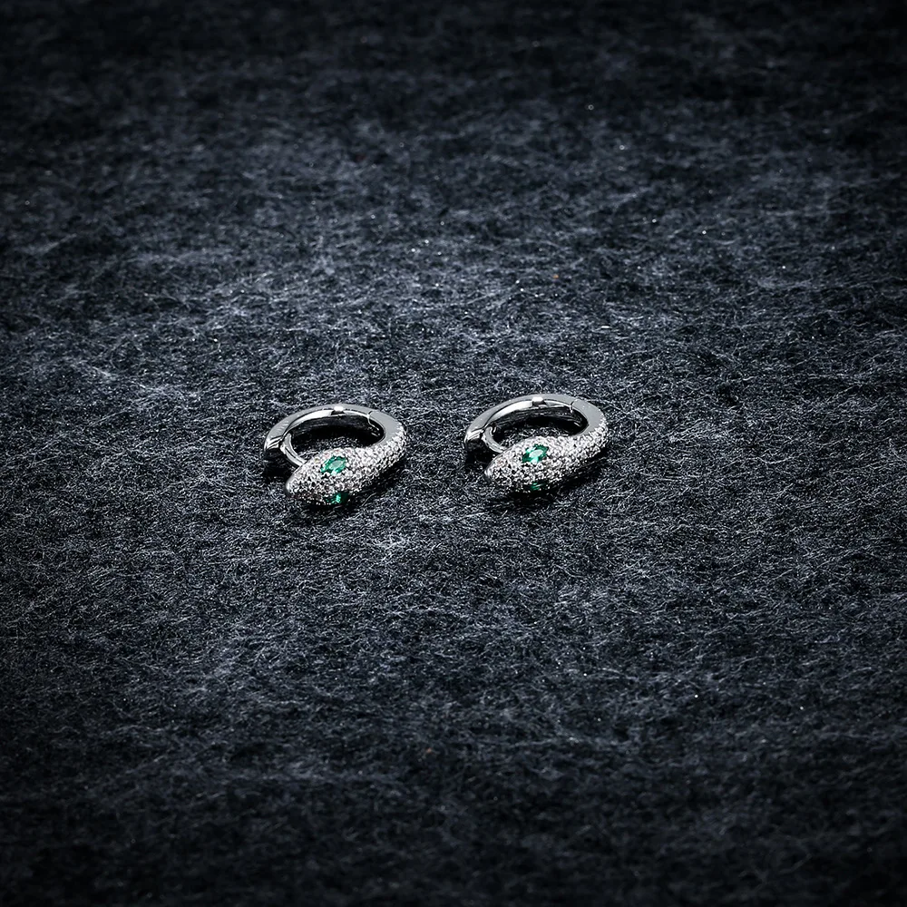 

APM STYLE High Quality 925 Sterling Silver Snake Earrings Beautifully Set With Diamond-studded Silver Stud Gift