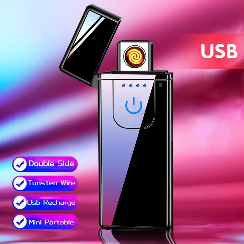 Электрическая зажигалка с двусторонним зажиганием 2024 сенсорная перезаряжаемая