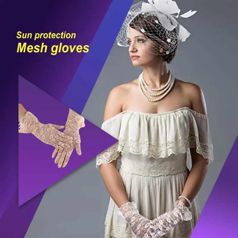

1 Pair Lace Gloves Beautiful Women Clothes Decor Short Type Dress Ornament Fashion Accessory for Wedding Costume Party Wearing