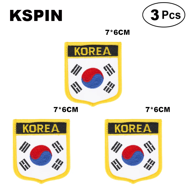 

South Korea Shiled Shape flag patches national flag patches for Cothing DIY Decoration