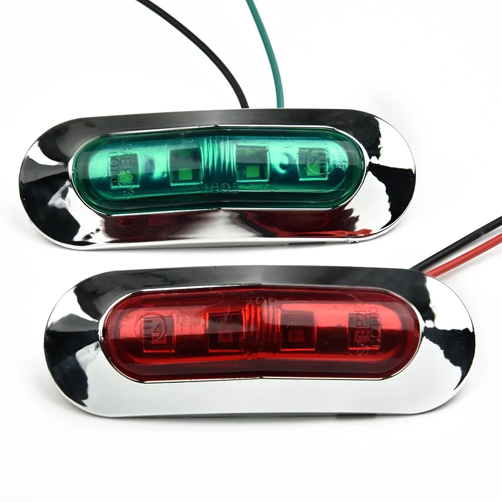 2 LED Truck Side Light Signal Light Boat Navigation Light Deck Waterproof Bow Pontoon Light 12-24V Waterproof Yacht Warning Lamp