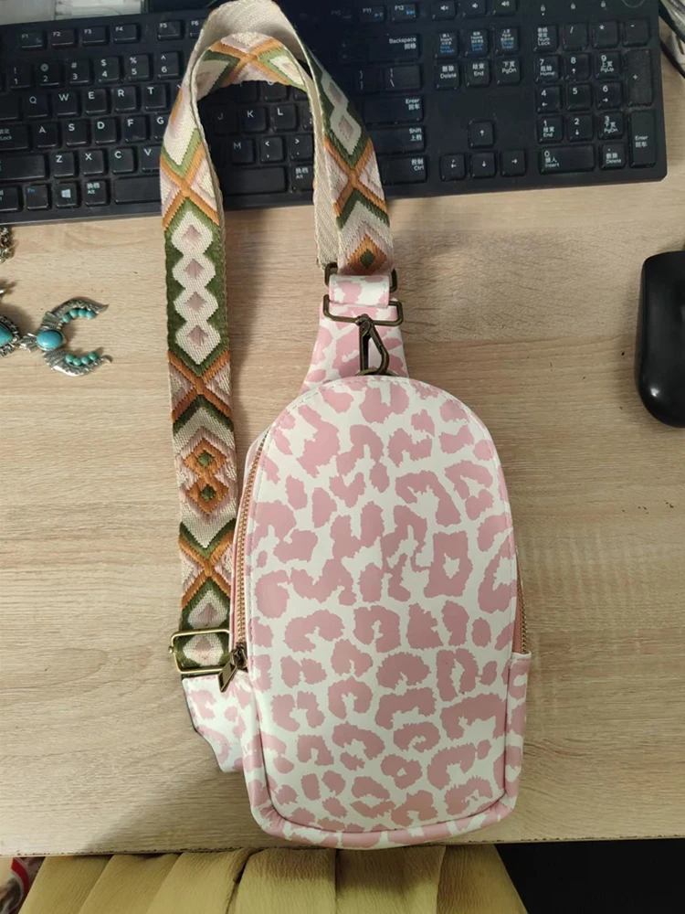 Fashion Leopard PU Leather Sling Bags Women Casual Vintage Guitar Strap Crossbody Chest Bag Ladies Street Versatile Fanny Packs