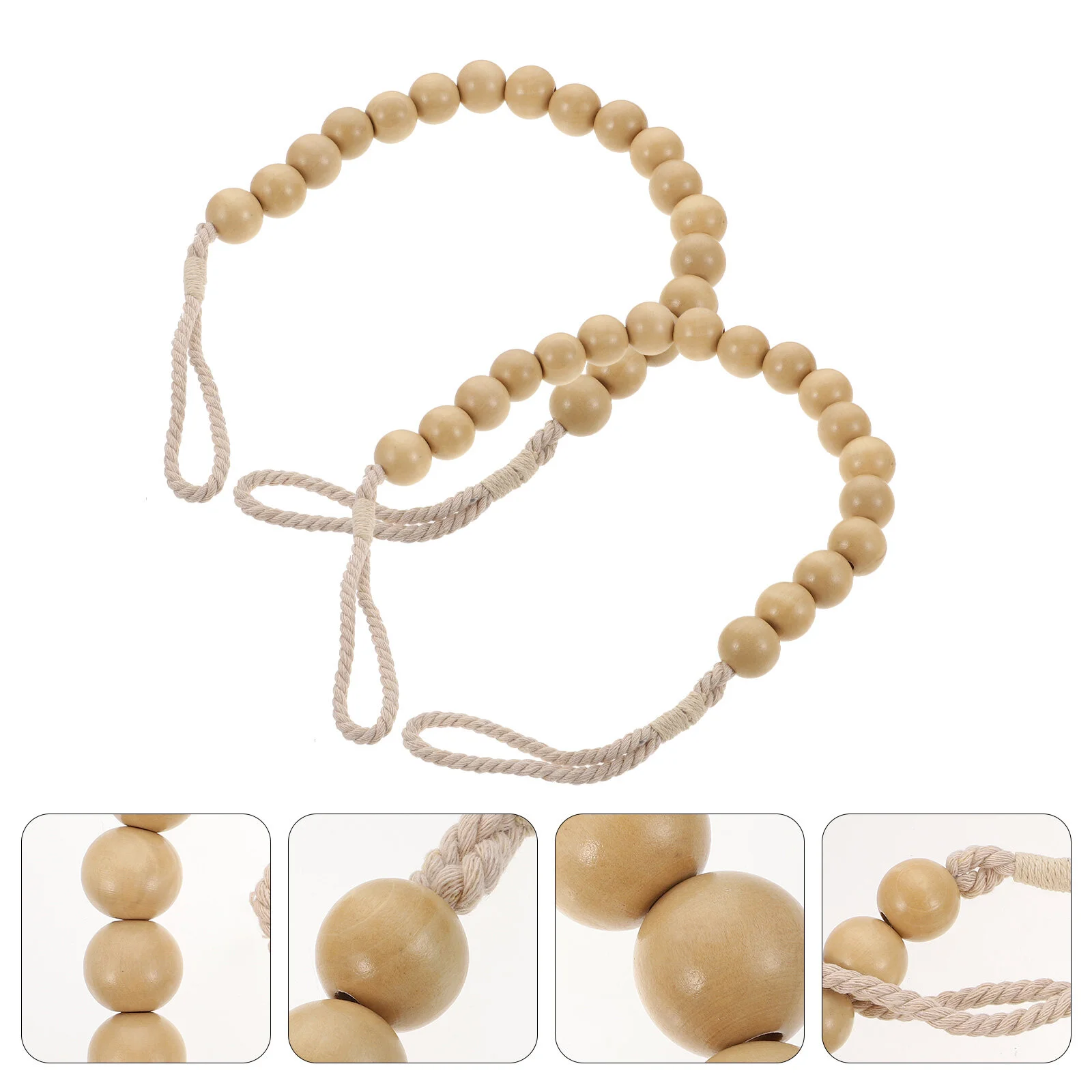 

2 Pcs Wooden Bead Curtain Tie Belts House Accessories Home Manual Tiebacks Nordic Decor