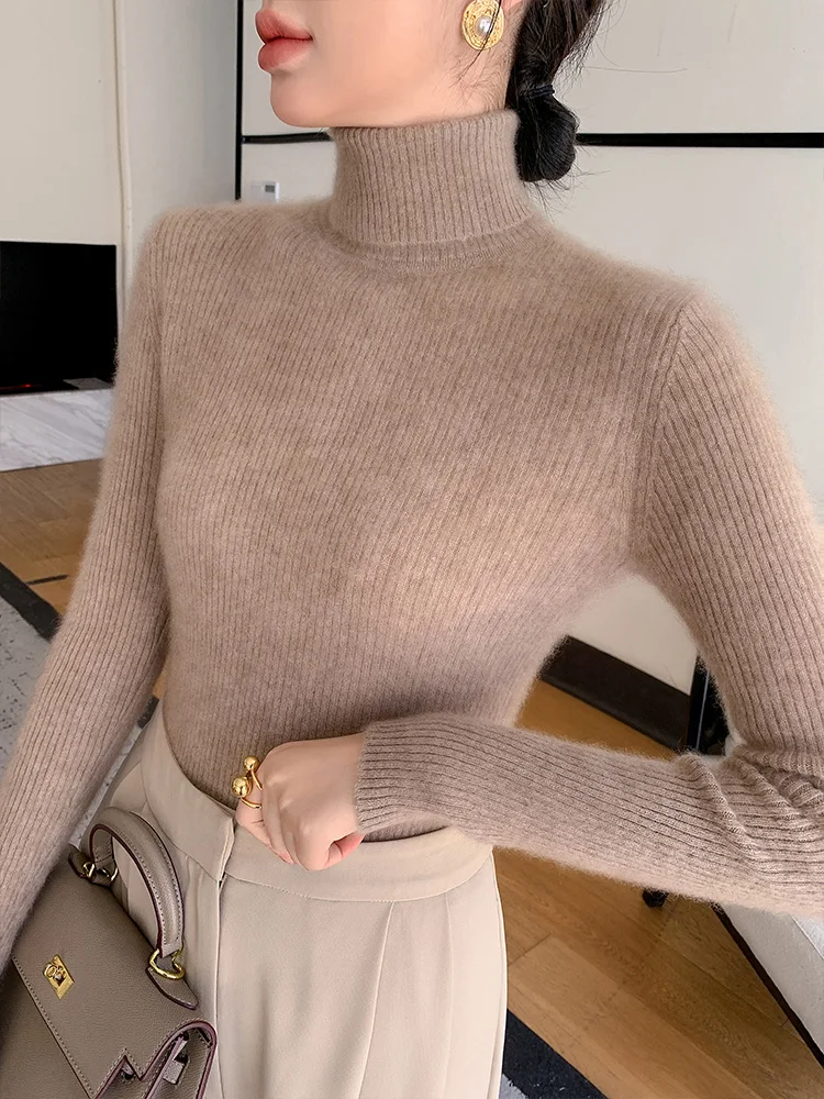 High-End Good-Looking Turtleneck sweater Women 2024 Autumn New Inner wear Slim fit Slimming Knitted Thickened Bottoming Shirt
