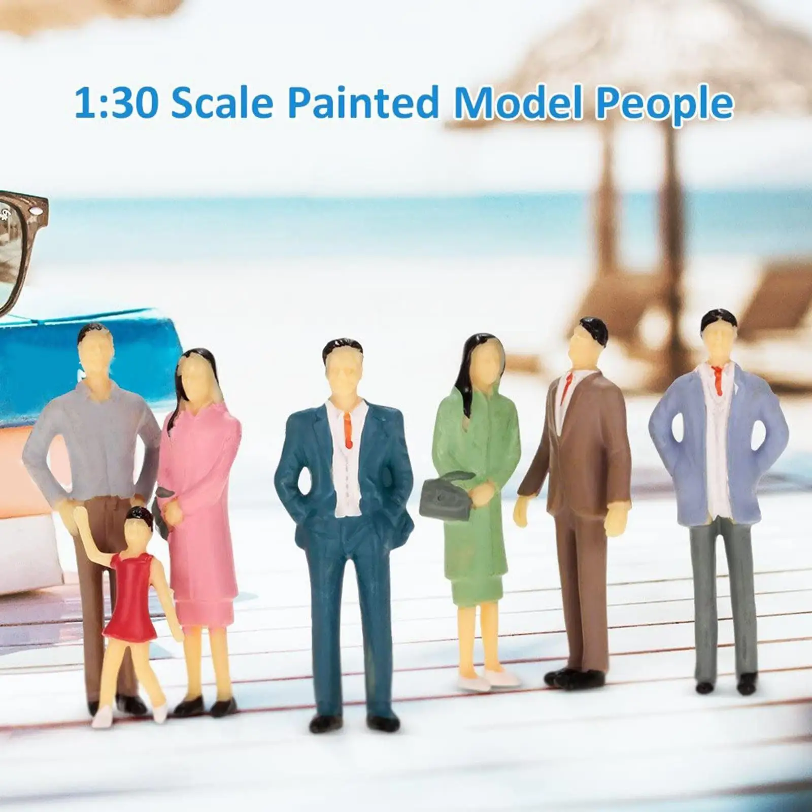 

50x 1/30 Scale Multicolor Painted Figures Different Poses People Models for Train Park Architectural Building Miniature Scenes