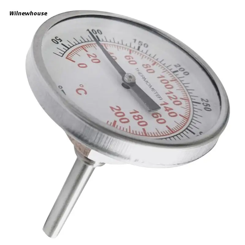 

F63A Probe Deep Fry Thermometer for Brewing with Instant Read Stainless Steel Stem Meat Cooking Dial Thermometer for Home