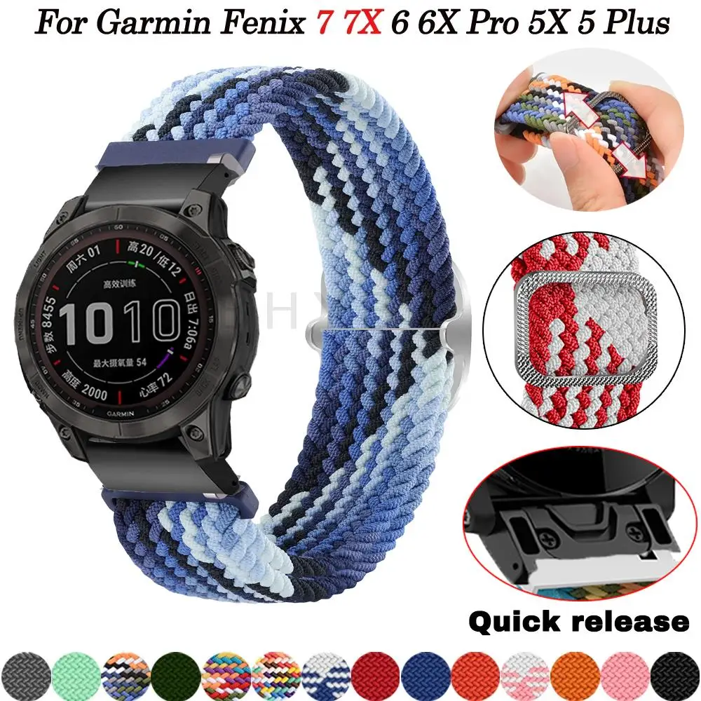 

Ремешок для смарт-часов Garmin Fenix 7 7X 6 6x5 5x Plus 3HR 945, нейлоновый тканый сменный быстросъемный браслет для наручных часов, 22 мм 26 мм