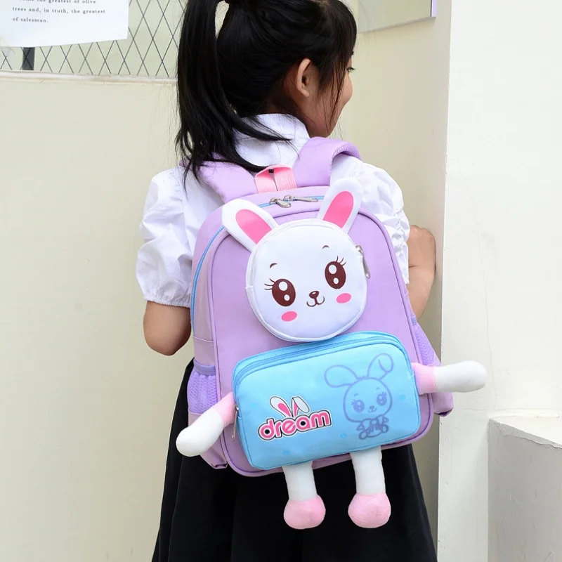 New Children Cartoon Rabbit Tiger Doll Backpacks Fashion Cute Small School Bags for Girls Boys In Kindergarten Travel Bag Hot