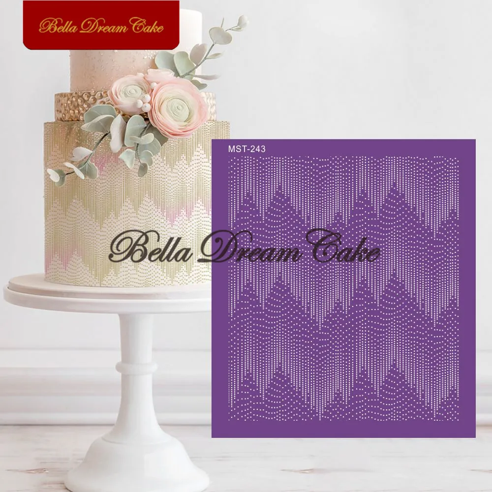 Блестящий Каскадный дизайн сетчатые трафареты форма для королевского крема