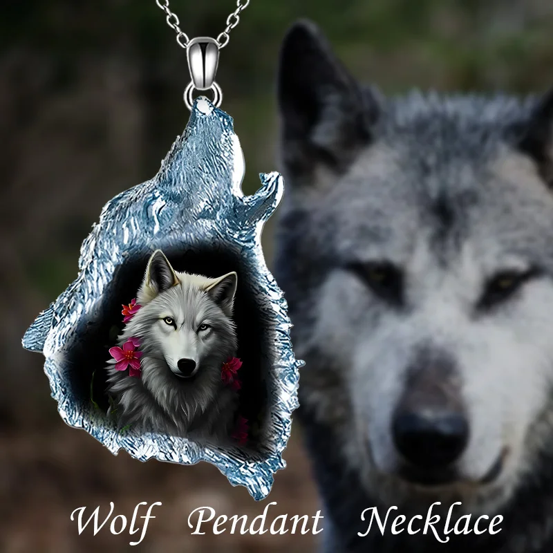 

Fashion creative animal wolf head pendant necklace festive party gift decoration accessories men's and women's accessories