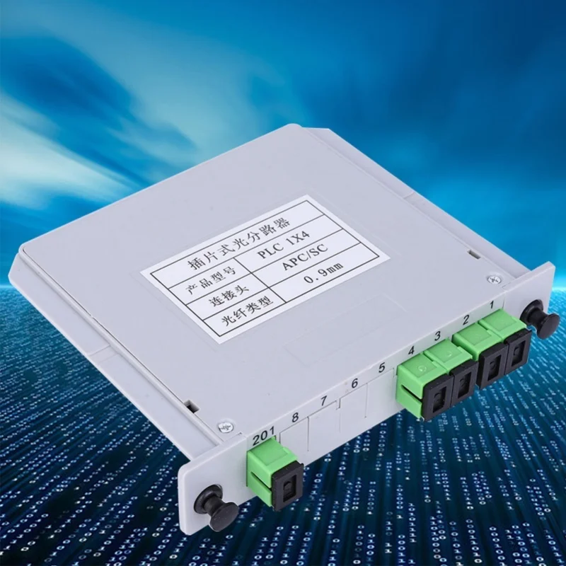 Фото Оптический сплиттер 1x4 с разъемом SC/APC, одномодовый, на основе PLC, модуль для оптоволокна №2