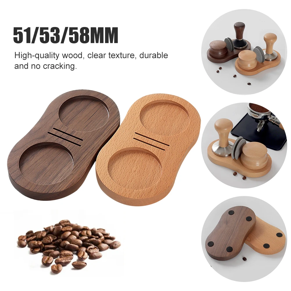 

51/54/58mm Wooden Coffee Tamper Holder Filter Stand Walnut Espresso Distributor Mat Station Coffee Maker Tool Coffee Accessories
