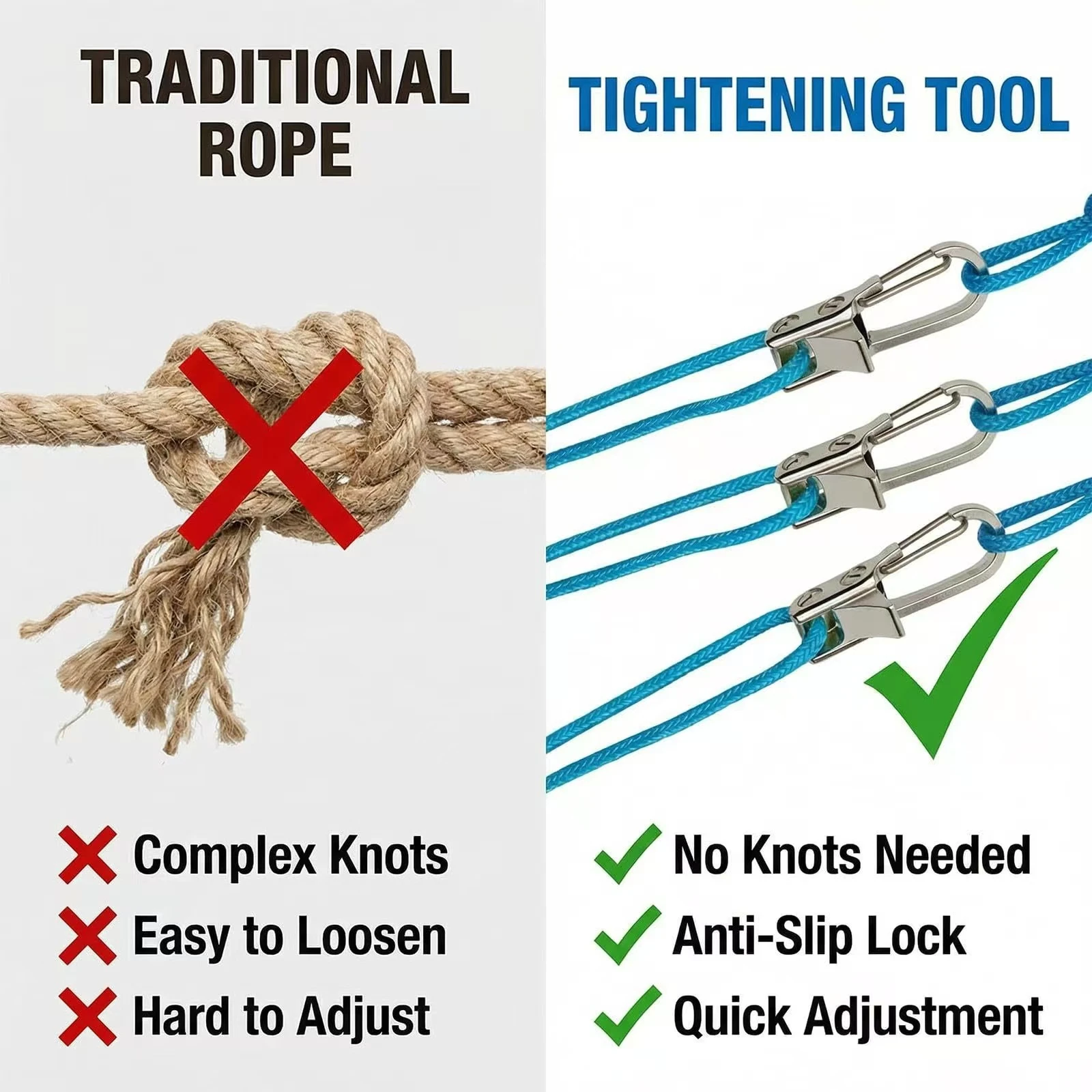 Фото Набор из 2/4/6 инструментов для натяжения веревок и тросов, тяжелые выдвижные защелки для надежного крепления, с аксессуарным шнуром №4