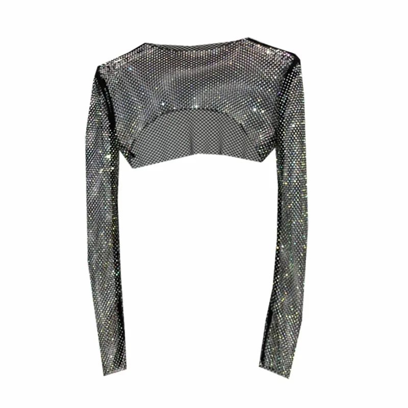 

Color Diamond Summer Thin Style T Shirt Outside Long Sleeves Women Tops Gothic Party Holiday Women Clothing