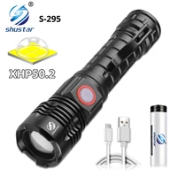 high power led flashlights xhp50 2 lamp bead powerful flashlight 5 lighting modes camping zoomable self defense lantern tactical