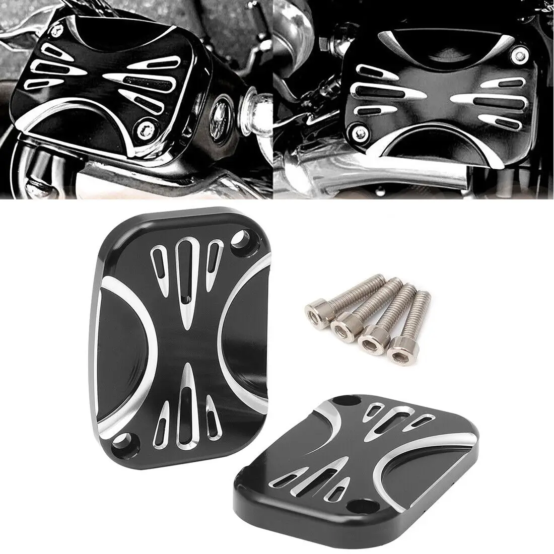 

Черная крышка цилиндра тормоза и сцепления для мотоцикла с ЧПУ для Harley Touring Street Road Glide Custom FLHTCU Ultra V-Rod FLRT