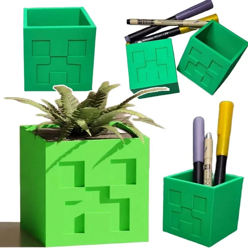 Minecraft Creeper квадратный пенал мини цветочный горшок домашняя ваза декор